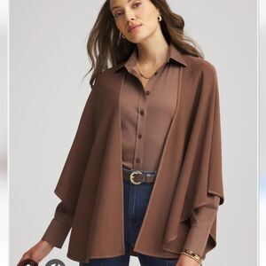 Chico's Ruana Rust Orange Brown Open Front Cape Cardigan Shrug